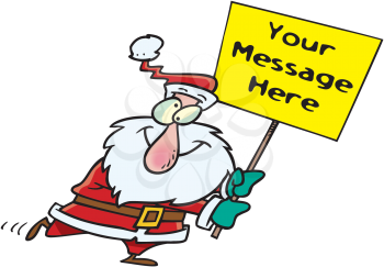 Royalty Free Clipart Image of a Santa With a Sign