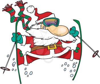 Royalty Free Clipart Image of Santa Skiing