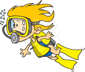 Royalty Free Clipart Image of a Girl Snorkelling