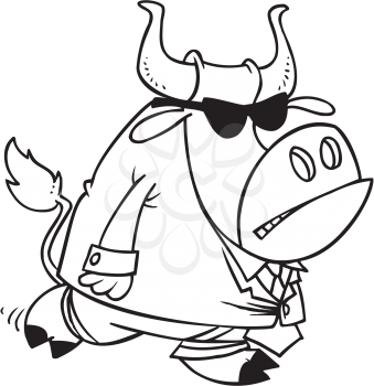 Royalty Free Clipart Image of a Bull in a Suit