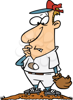 Royalty Free Clipart Image of a
Male Baseball Player with a Hole Through His Stomach