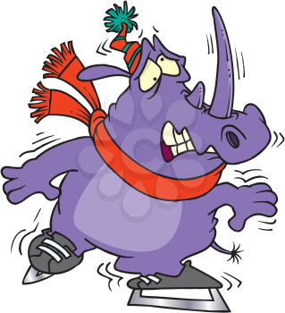 Royalty Free Clipart Image of a Shaky Rhinoceros on Skates