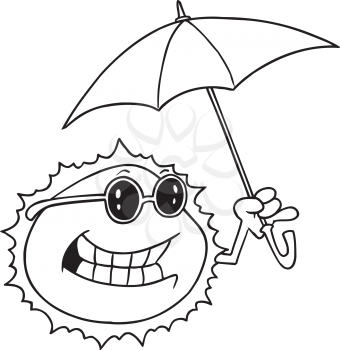 Royalty Free Clipart Image of a Sun With an Umbrella