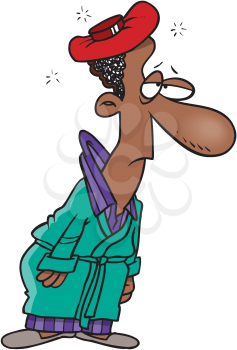 Royalty Free Clipart Image of a Man Wearing an Ice Pack