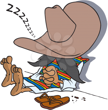 Royalty Free Clipart Image of a Man Having a Siesta