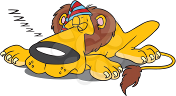 Royalty Free Clipart Image of a Sleeping Lion