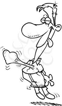 Royalty Free Clipart Image of a Man Whose Heart is Pounding Out of His Chest