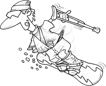 Royalty Free Clipart Image of an Injured Snowboarder