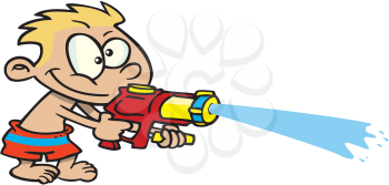 Royalty Free Clipart Image of a Boy With a Super Soaker