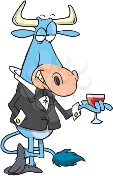 Royalty Free Clipart Image of a Sophisticated Bull