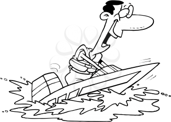 Royalty Free Clipart Image of a Man Boating