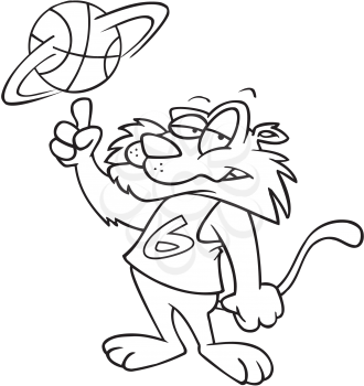 Royalty Free Clipart Image of a Cat Spinning a Basketball