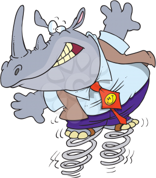 Royalty Free Clipart Image of a Rhino on Springs
