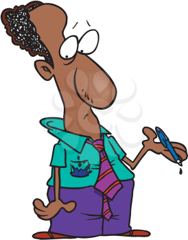 Royalty Free Clipart Image of a Man With a Leaky Pen