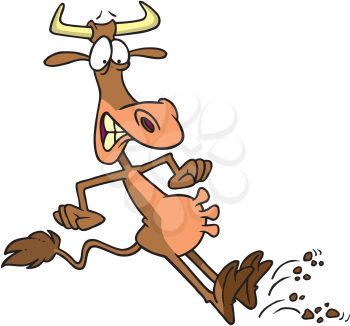 Royalty Free Clipart Image of a Cow Screeching to a Stop