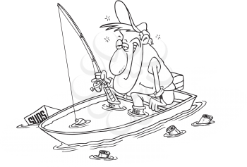 Royalty Free Clipart Image of a Drunk Angler