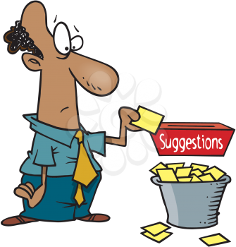 Royalty Free Clipart Image of a Man at a Suggestion Box