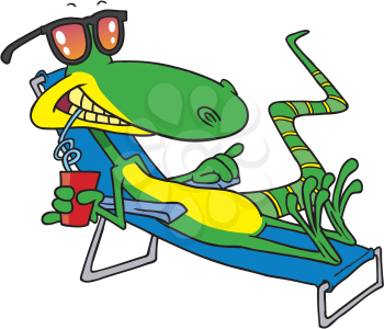 Royalty Free Clipart Image of a Sunbathing Lizard