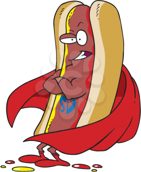 Royalty Free Clipart Image of a Super Hotdog