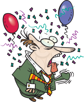 Royalty Free Clipart Image of a Man Surprised at a Party