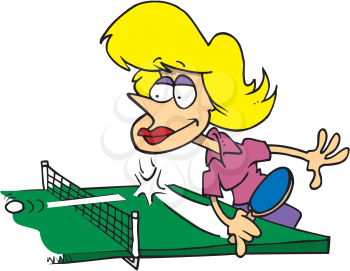 Royalty Free Clipart Image of a Woman Playing Table Tennis