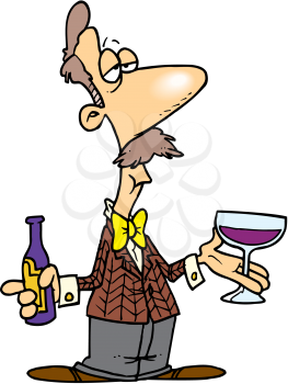 Royalty Free Clipart Image of a Man With Wine