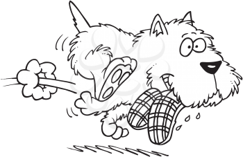 Royalty Free Clipart Image of a Dog Fetching Slippers