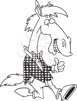 Royalty Free Clipart Image of a Horse Giving Thumbs Up