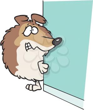 Royalty Free Clipart Image of a Timid Dog