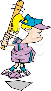 Royalty Free Clipart Image of a Girl Playing Baseball