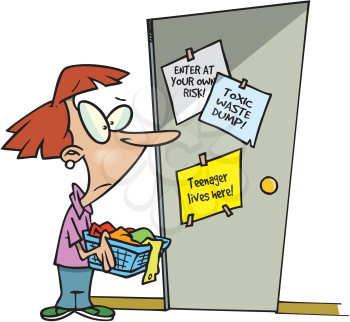Royalty Free Clipart Image of a Woman at a Door