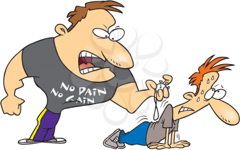 Royalty Free Clipart Image of a Man and a Trainer