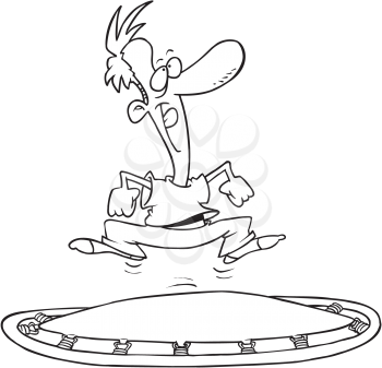 Royalty Free Clipart Image of a Man on a Trampoline