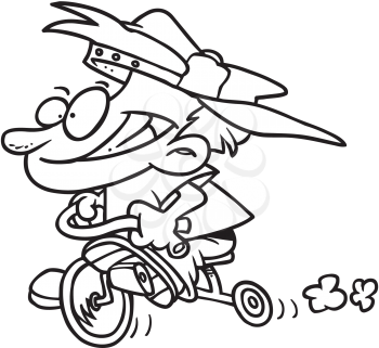 Royalty Free Clipart Image of a Child Riding a Trike