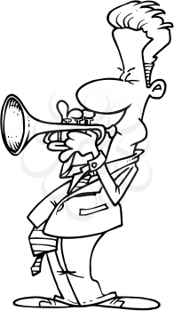 Royalty Free Clipart Image of a Man Playing a Trumpet