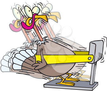 Royalty Free Clipart Image of a Turkey Exercising