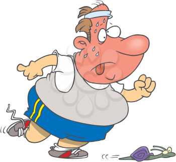 Royalty Free Clipart Image of an Unfit Man Exercising