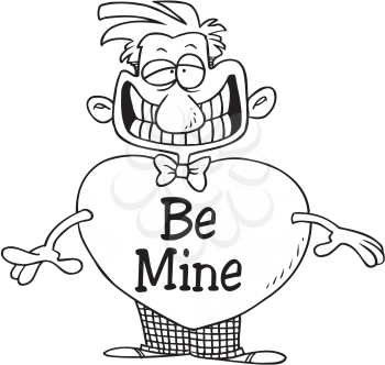 Royalty Free Clipart Image of a Man With a Valentine