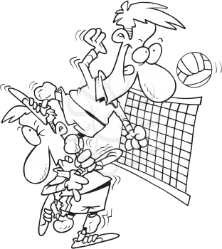 Royalty Free Clipart Image of Volleyball Players