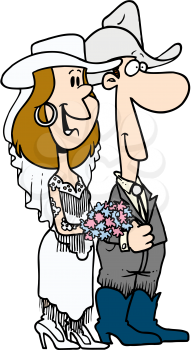Royalty Free Clipart Image of a Western Wedding
