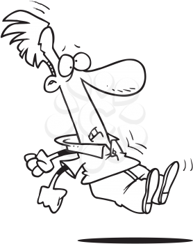 Royalty Free Clipart Image of a Man Blown Off His Feet