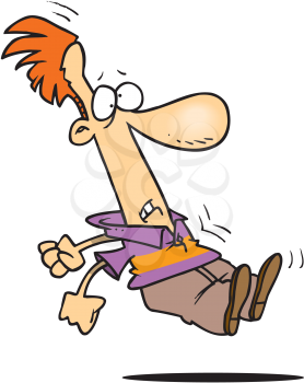 Royalty Free Clipart Image of a Man Blown Off His Feet