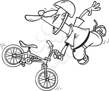 Royalty Free Clipart Image of a Boy Doing Stunts on a Bicycle