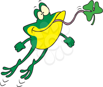 Royalty Free Clipart Image of a Frog With a Shamrock