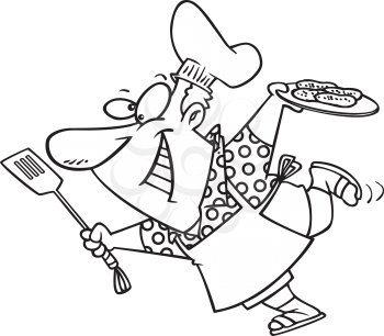 Royalty Free Clipart Image of a Man With a Plate of Barbecued Food