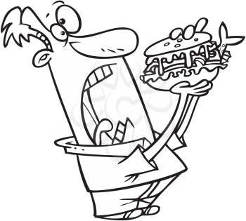 Royalty Free Clipart Image of a Man Eating