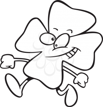 Royalty Free Clipart Image of a Running Four-Leaf Clover