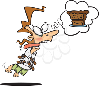 Royalty Free Clipart Image of a Woman Craving Cake