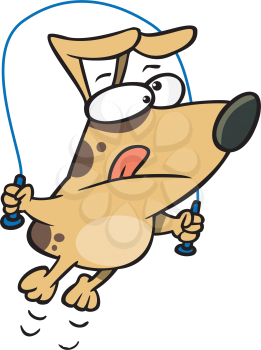 Royalty Free Clipart Image of a Dog Jumping Rope
