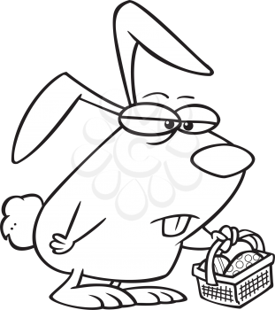 Royalty Free Clipart Image of a Grumpy Easter Bunny